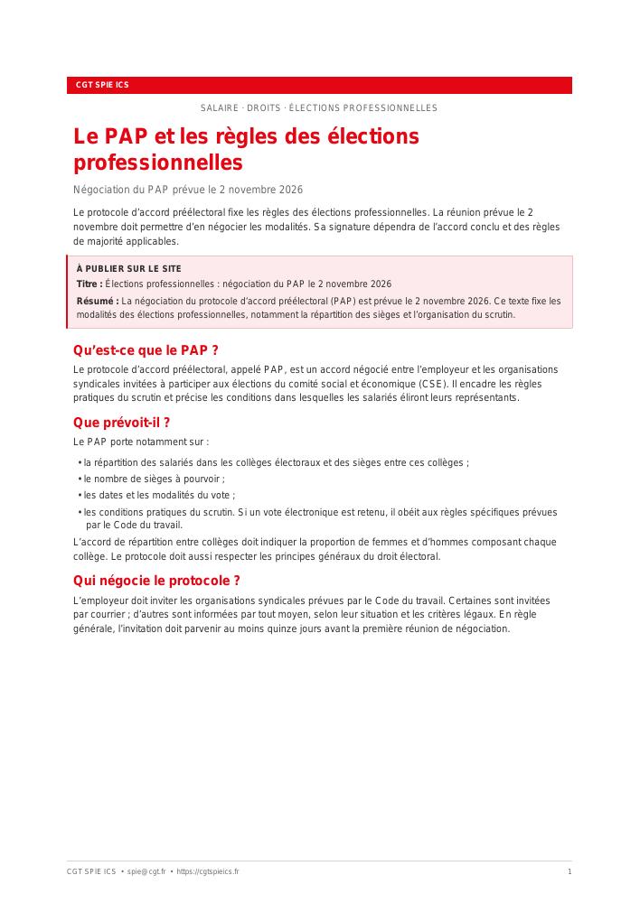 Élections professionnelles : négociation du protocole préélectoral le 2 novembre 2026