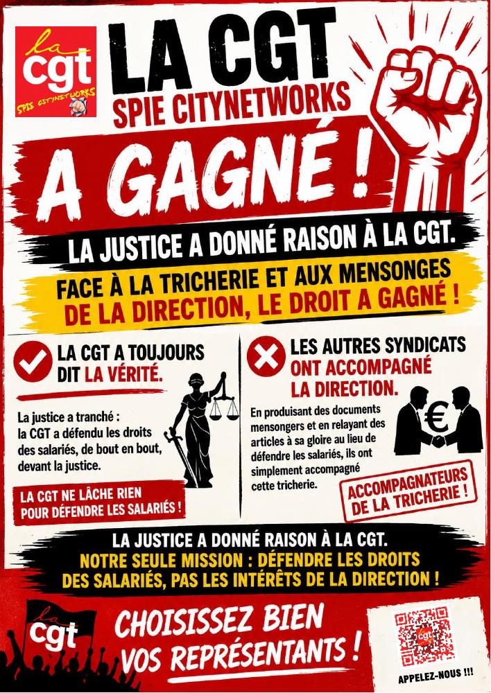 La justice a donné raison à la CGT de CityNetworks, qui dénonce depuis le début cette tricherie et ces mensonges.