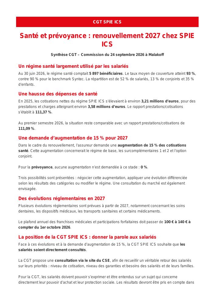 Santé : +15 % demandés pour 2027, la CGT veut consulter les salariés